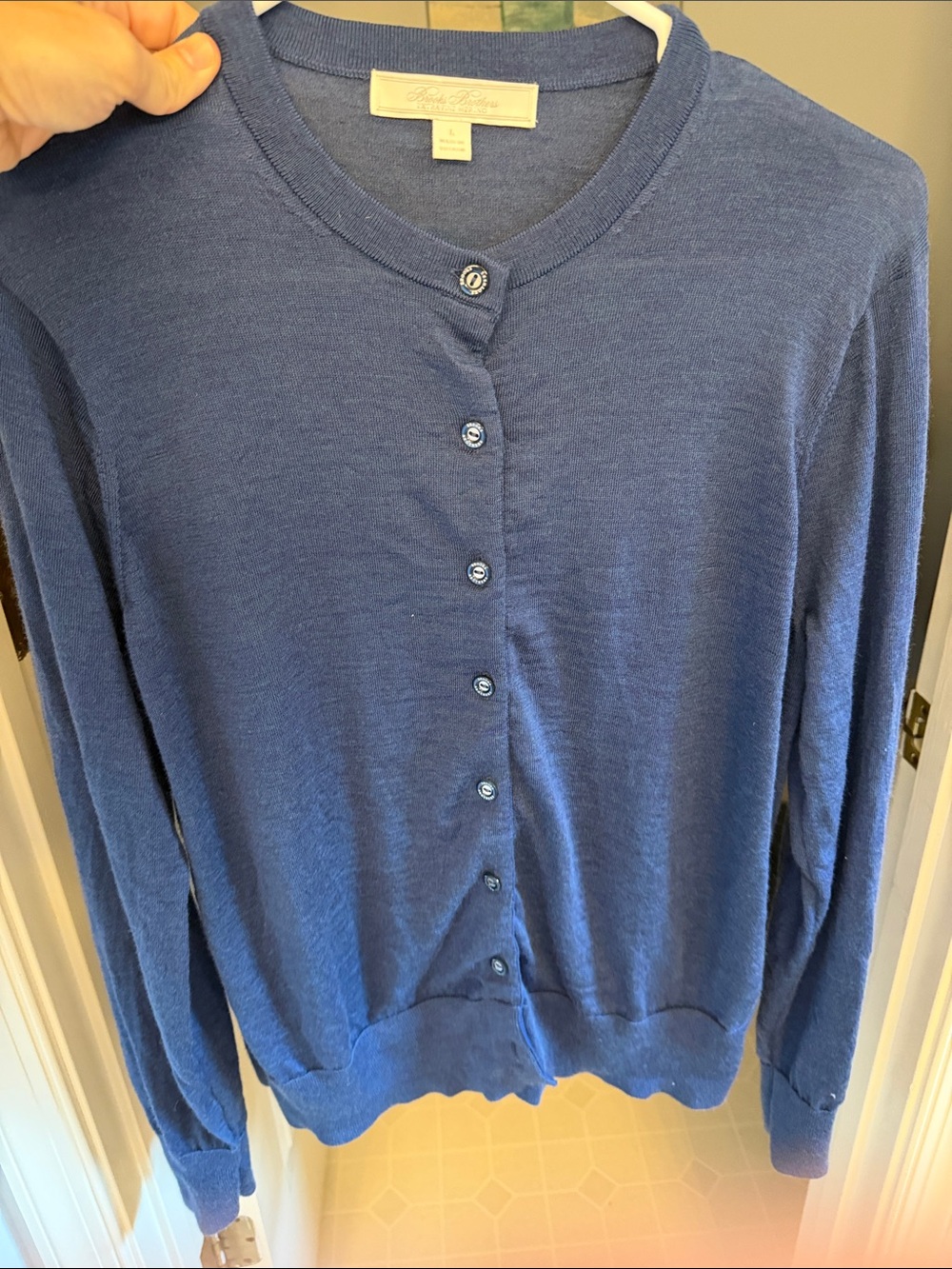 Brooks Brothers Navy Merino Wool Button Cardigan